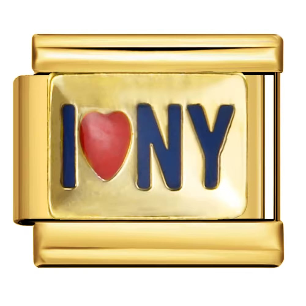 I Love NY przedstawia charms z napisem I Love NY do personalizacji bransoletki