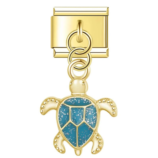 Turkusowy żółw przedstawia charms z motywem turkusowego żółwia do personalizacji bransoletki