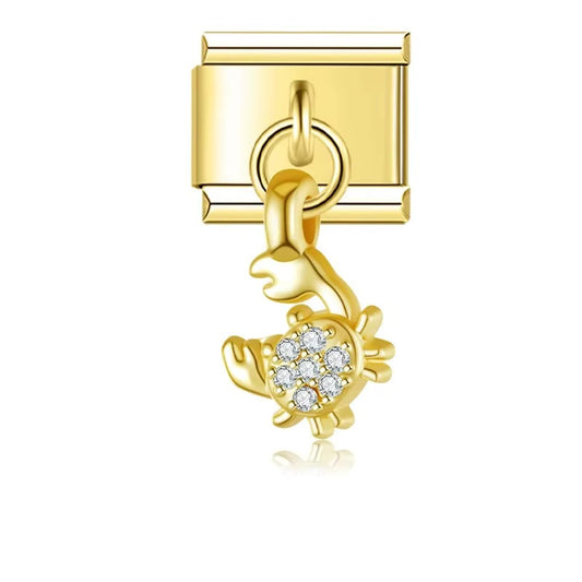 Krab z cyrkoniami Italian Charms przedstawia charms ozdobiony cyrkoniami do personalizacji bransoletki