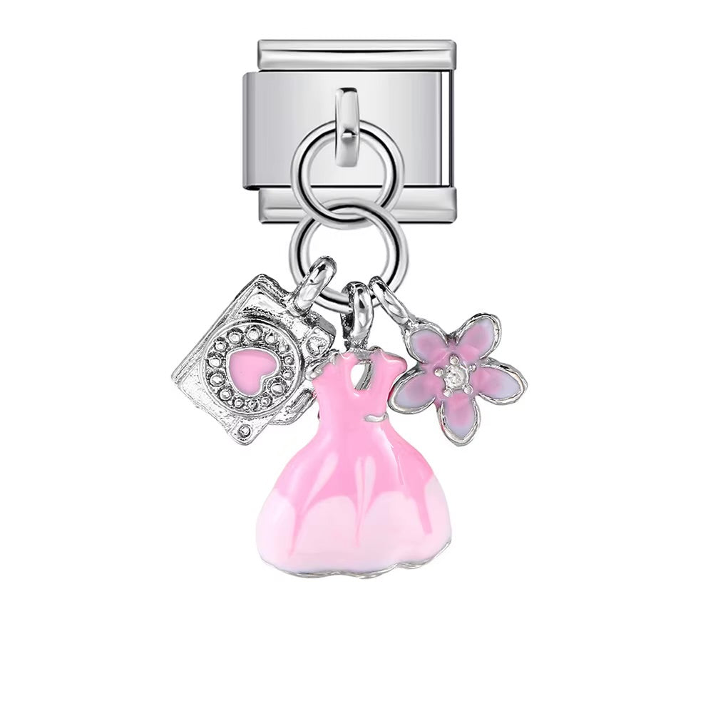 Italian charms Sukienka kwiatek aparat Nicolze Charms