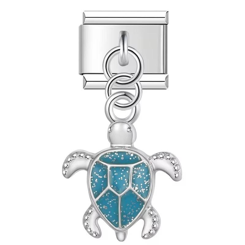 Turkusowy żółw przedstawia charms z motywem morskiego żółwia do personalizacji bransoletki