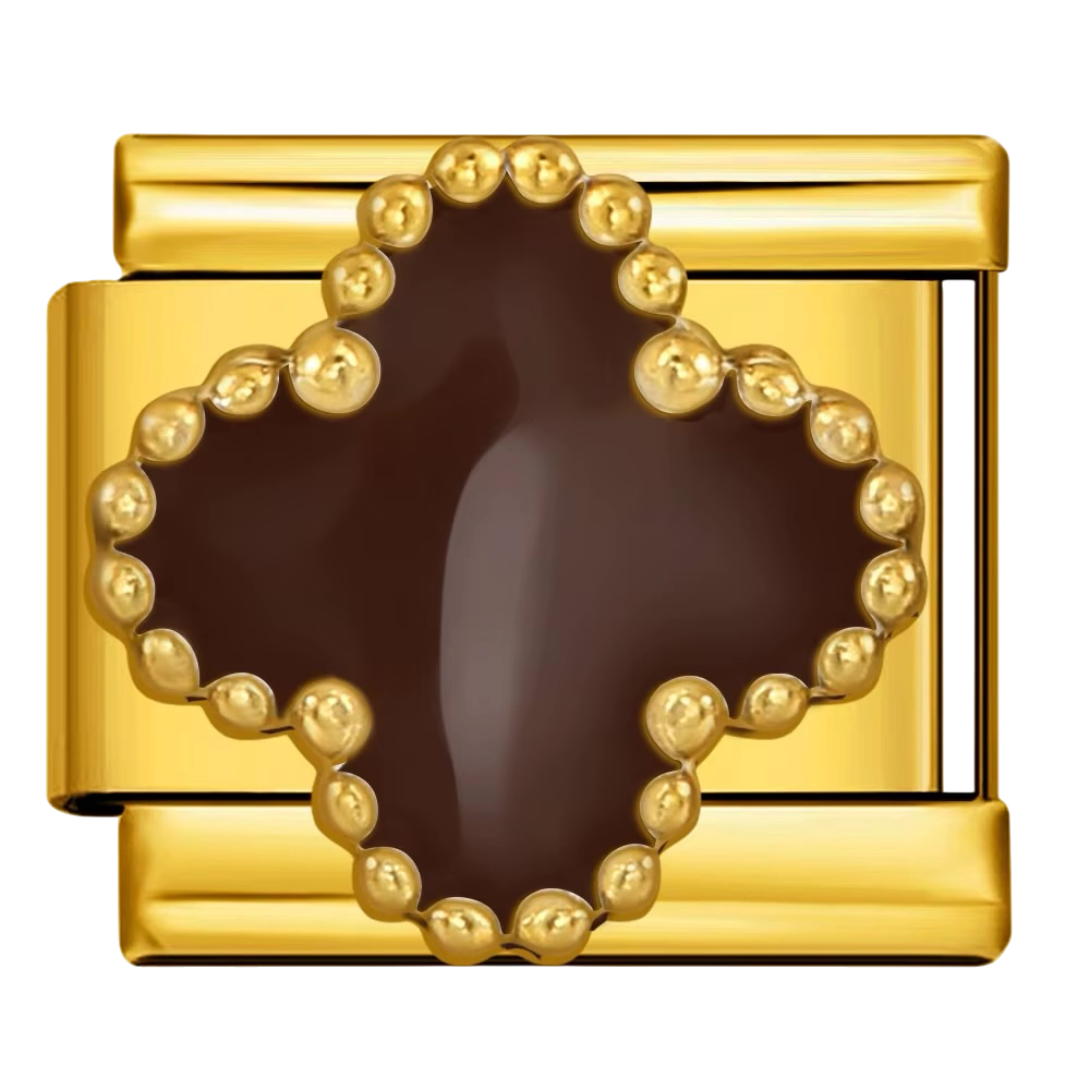 Brązowa koniczyna Italian Charms przedstawia charms z motywem brązowej koniczyny do personalizacji bransoletki