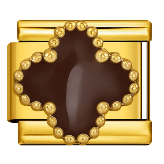 Brązowa koniczyna Italian Charms przedstawia charms z motywem brązowej koniczyny do personalizacji bransoletki